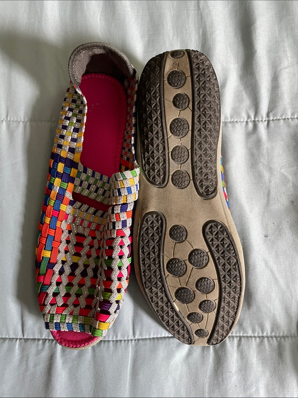 Multicolor Woven Slip-On peep toe Mary Jane’s